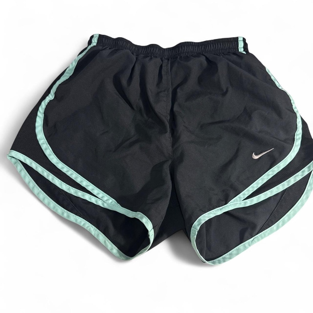 Nike Dri-FIT Tempo Running Shorts Black Mint Green Mesh Trim Womens XS